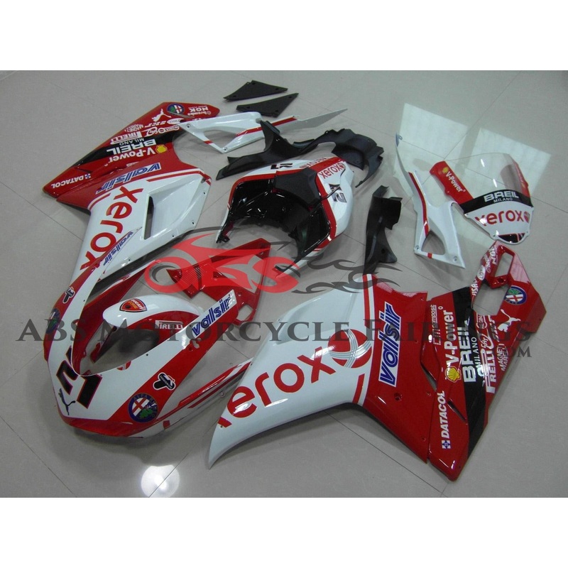 Ducati 1098 (2007-2012) Red, White Xerox #21 Fairings Clear Windscreen: Free No Seat Cowl No Bolt Kit