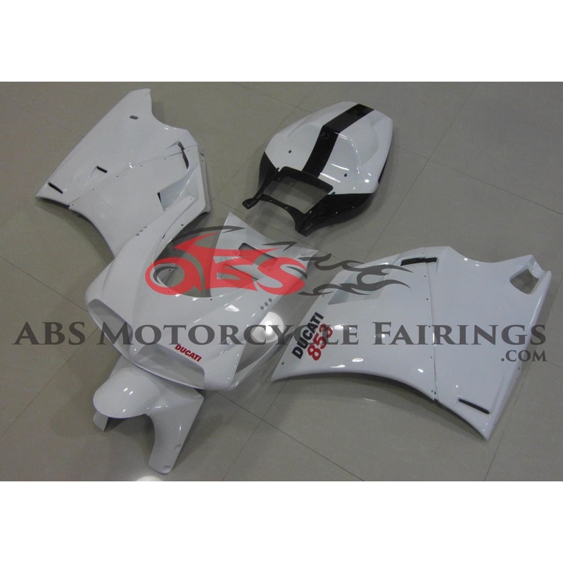 Ducati 748 (1994-2003) White, Black & Red Fairings Clear Windscreen: Free No Bolt Kit