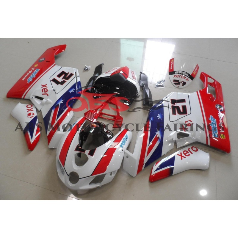 Ducati 999 (2005-2006) Red, White, Blue & Black #21 Fairings Clear Windscreen: Free No Seat Cowl No Bolt Kit