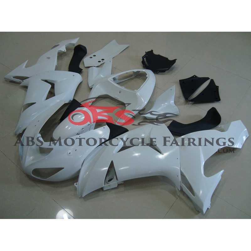 Fairing kit for a Kawasaki ZX10R (2006-2007) White Clear Windscreen: Free No Seat Cowl No Bolt Kit