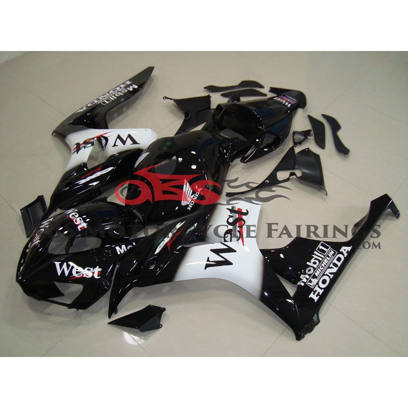 Honda CBR1000RR (2006-2007) Black & White West Fairings No Seat Cowl No Bolt Kit No Tank