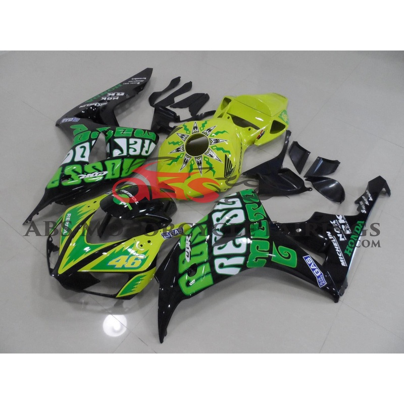 Honda CBR1000RR (2006-2007) Green & Black ROSSI Fairings No Seat Cowl No Bolt Kit No Tank