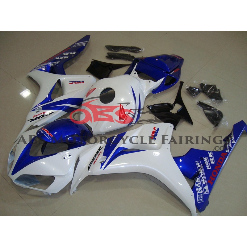 Honda CBR1000RR (2006-2007) White & Blue HRC Fairings No Seat Cowl No Bolt Kit No Tank