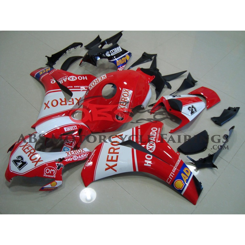 Honda CBR1000RR (2008-2011) Red & White XEROX Fairings No Seat Cowl No Bolt Kit No Tank