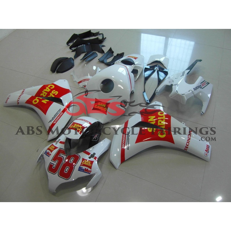Honda CBR1000RR (2008-2011) White & Red San Carlo Fairings No Seat Cowl No Bolt Kit No Tank