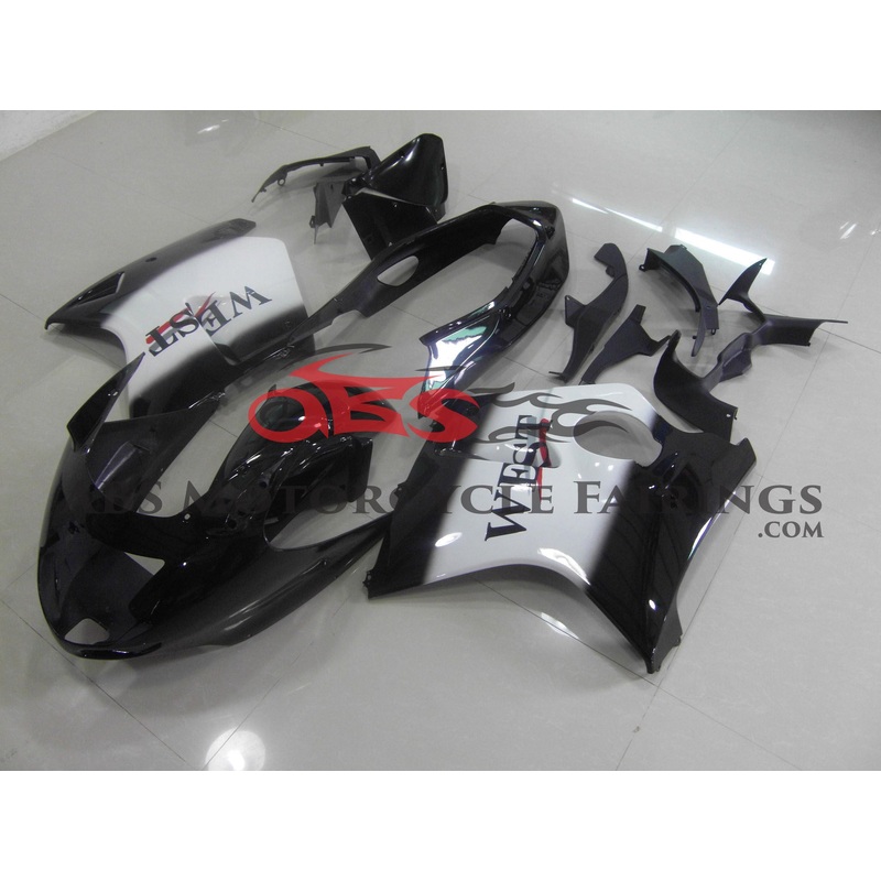 HONDA CBR1100XX Super Blackbird (1996-2007) BLACK & WHITE WEST FAIRINGS Clear Windscreen: Free No Bolt Kit No Tank