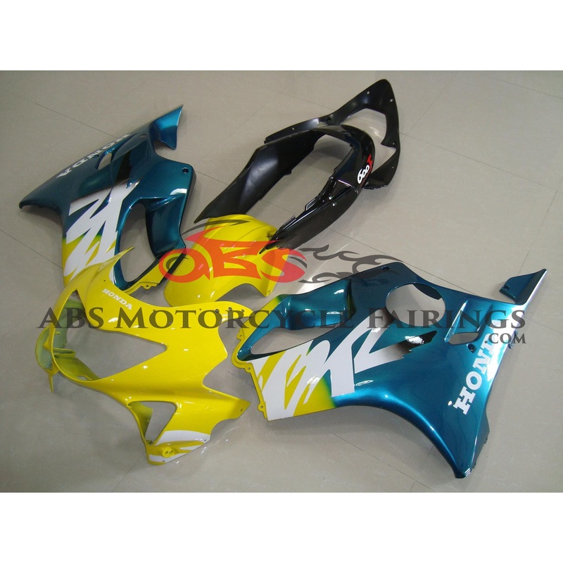Honda CBR600FS (1999-2000) Yellow, Blue, White & Black Fairings Yellow & Green Clear (Injection Mold) Select Bolt Kit