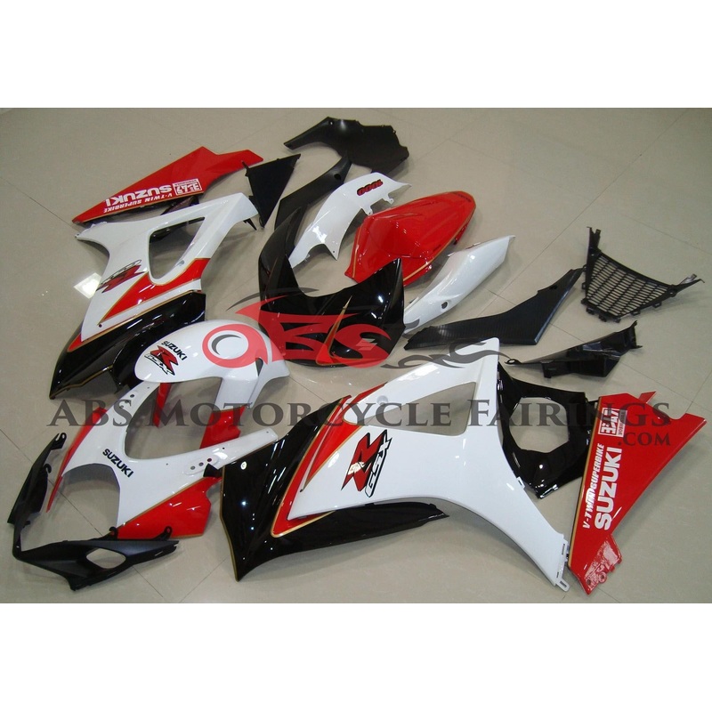 Suzuki GSXR1000 (2007-2008) White, Red, Black Fairings No Seat Cowl No Bolt Kit No Tank