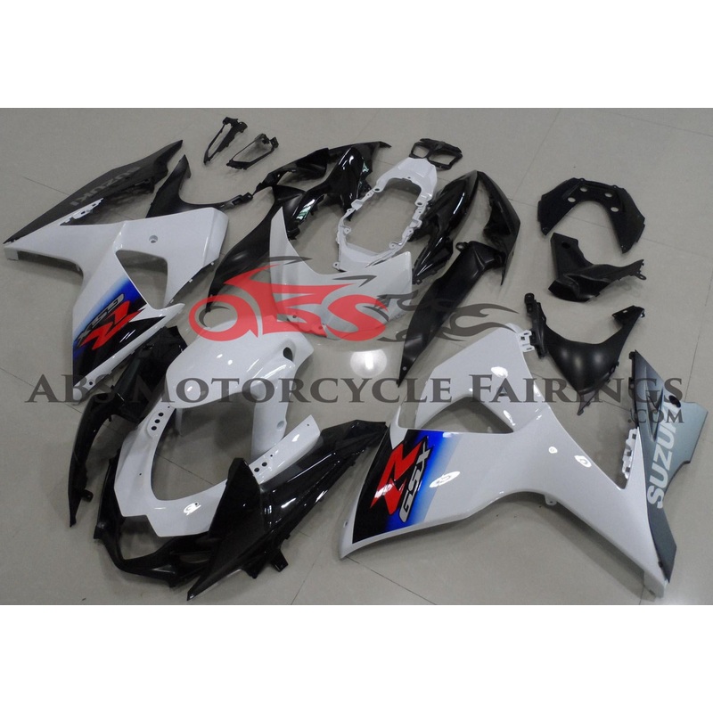 Suzuki GSXR1000 (2009-2016) White, Black & Blue Fairings Clear Windscreen: Free No Seat Cowl No Bolt Kit