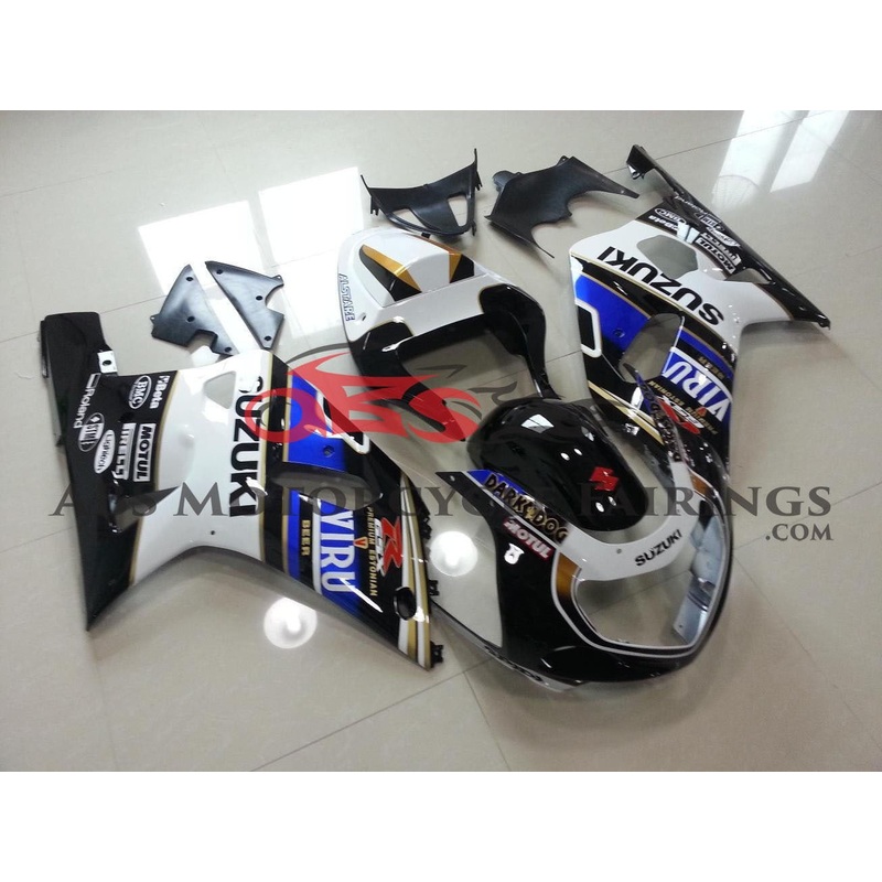 Suzuki GSXR600 (2000-2003) Black, White, Blue & Gold VIRU Fairings No Seat Cowl No Bolt Kit No Tank