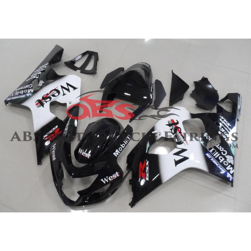 Suzuki GSXR600 (2004-2005) Black & White West Fairings No Seat Cowl No Bolt Kit No Tank