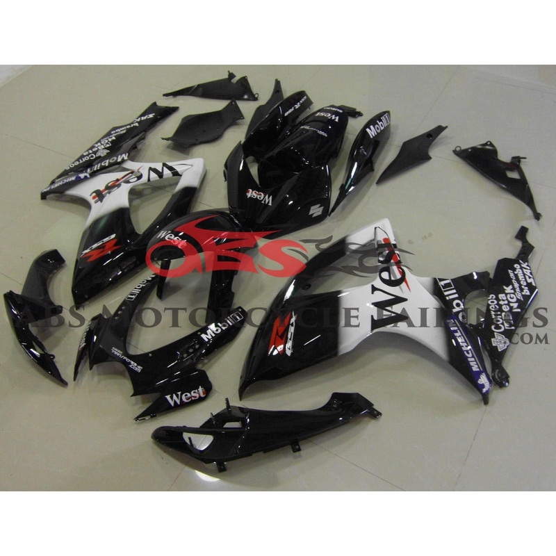 Suzuki GSXR600 (2006-2007) Black & White West Fairings No Seat Cowl No Bolt Kit No Tank