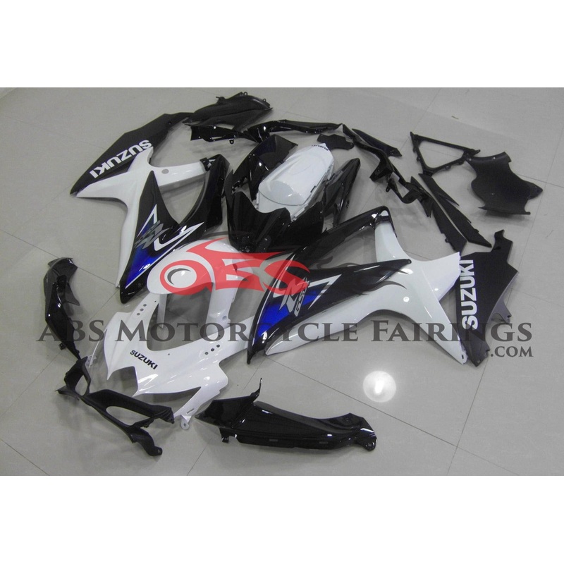 Suzuki GSXR600 (2008-2010) White, Black & Blue Fairings No Seat Cowl No Bolt Kit No Tank