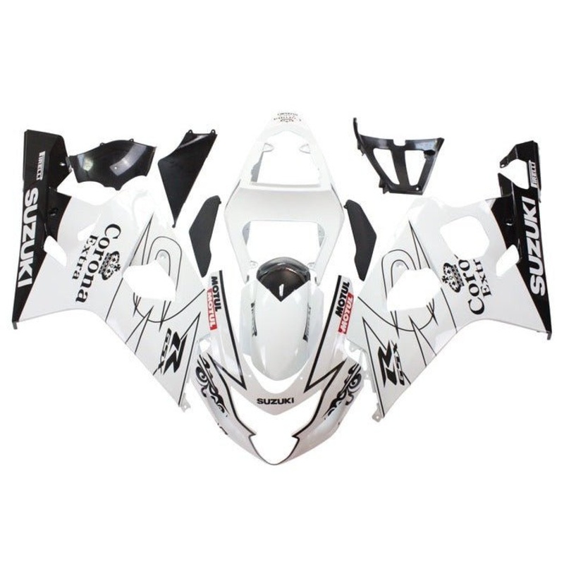 SUZUKI GSXR750 (2004-2005) White, Black Corona Fairings No Seat Cowl No Bolt Kit No Tank