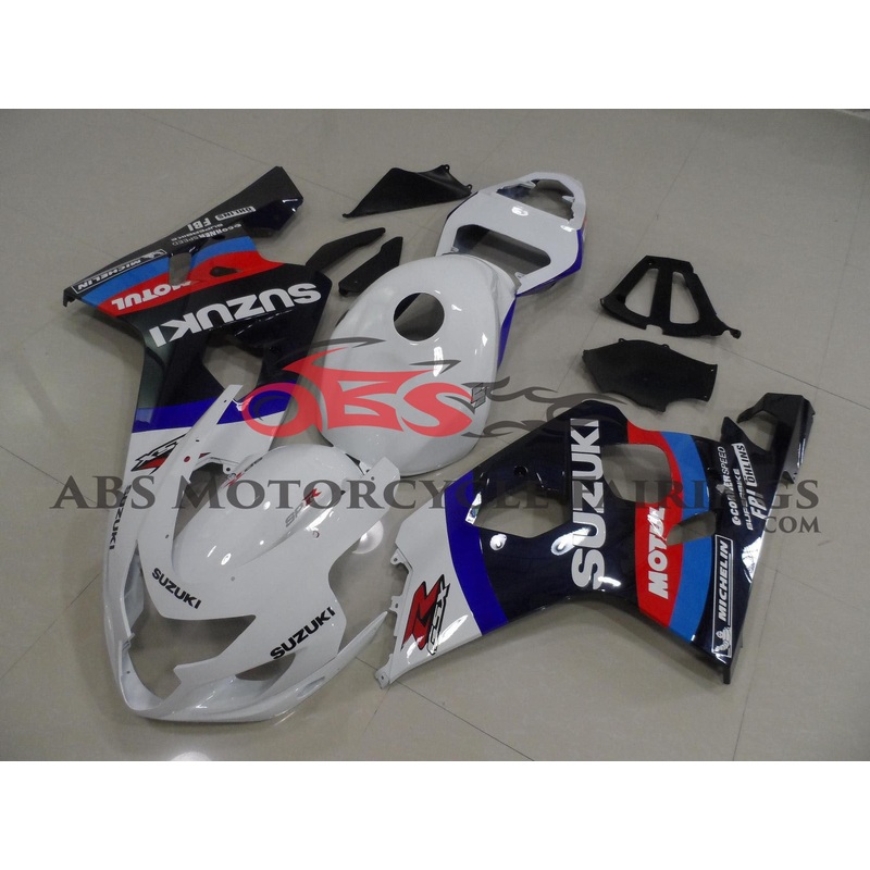 Suzuki GSXR750 (2004-2005) White, Blue & Red Fairings No Seat Cowl No Bolt Kit No Tank