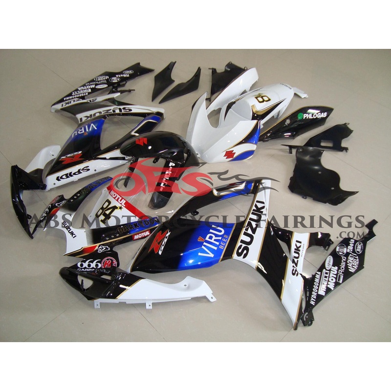 Suzuki GSXR750 (2006-2007) Black, White & Blue Viru Fairings No Seat Cowl No Bolt Kit No Tank
