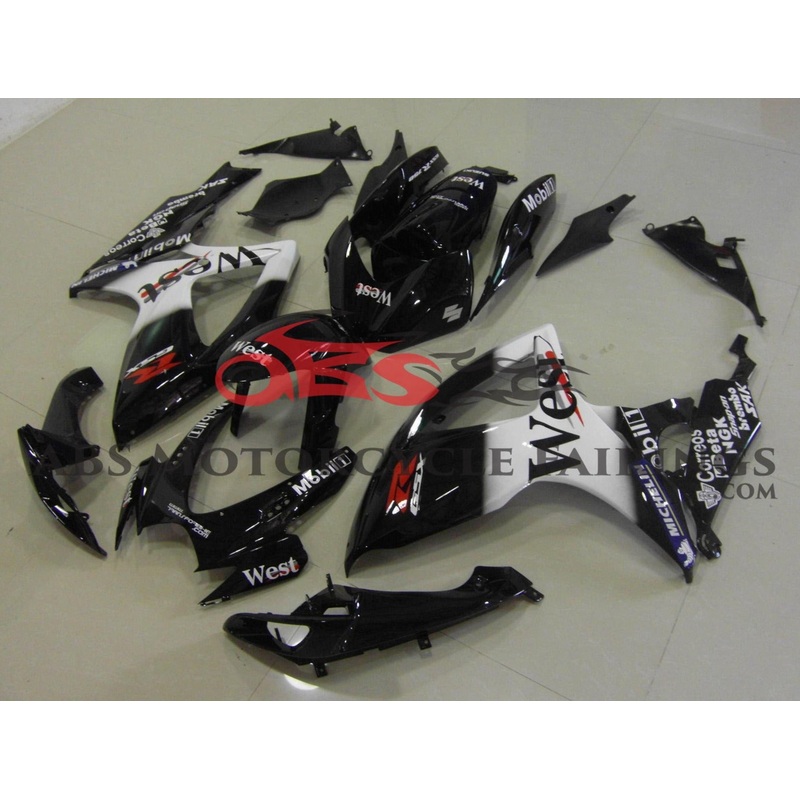 Suzuki GSXR750 (2006-2007) Black & White West Fairings No Seat Cowl No Bolt Kit No Tank