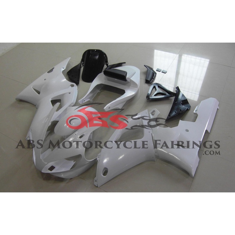 Yamaha YZF-R1 (2000-2001) White Fairings Clear Windscreen: Free No Seat Cowl No Bolt Kit