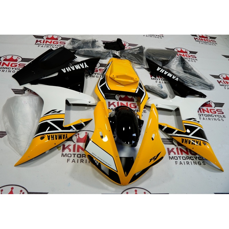 Yamaha YZF-R1 (2002-2003) Yellow, White, Black Fairings Clear Windscreen: Free No Seat Cowl No Bolt Kit