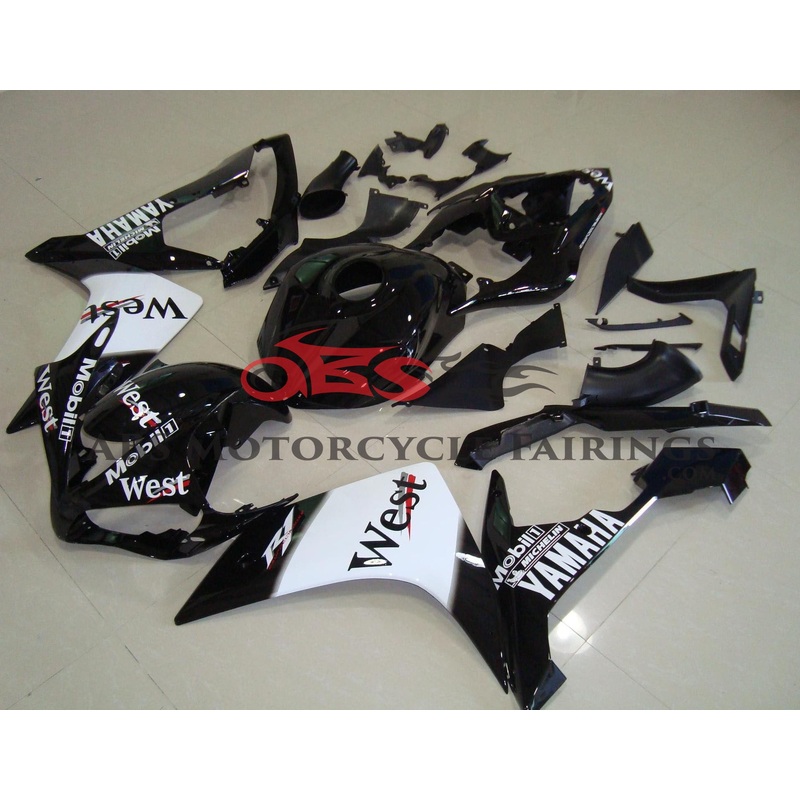 Yamaha YZF-R1 (2007-2008) Black & White West Fairings No Seat Cowl No Bolt Kit No Tank