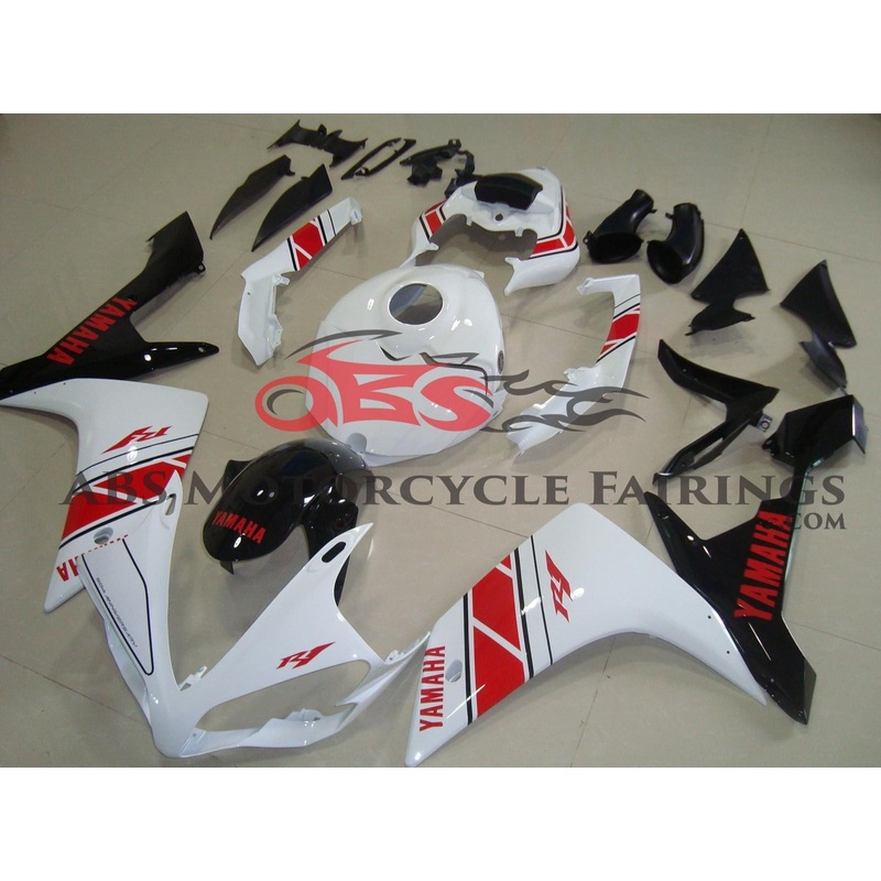 Yamaha YZF-R1 (2007-2008) White, Red & Black Fairings No Seat Cowl No Bolt Kit No Tank