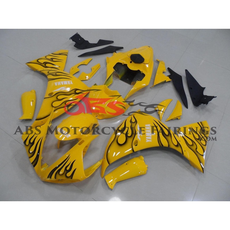 Yamaha YZF-R1 (2009-2011) Yellow & Black Flame Fairings No Seat Cowl No Bolt Kit No Tank