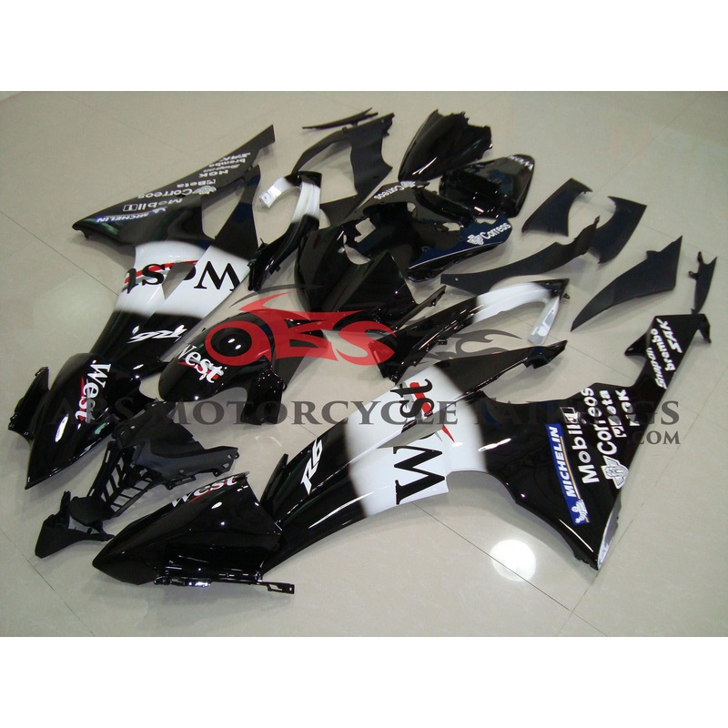 Yamaha YZF-R6 (2008-2016) Black & White West Fairings No Seat Cowl No Bolt Kit No Tank
