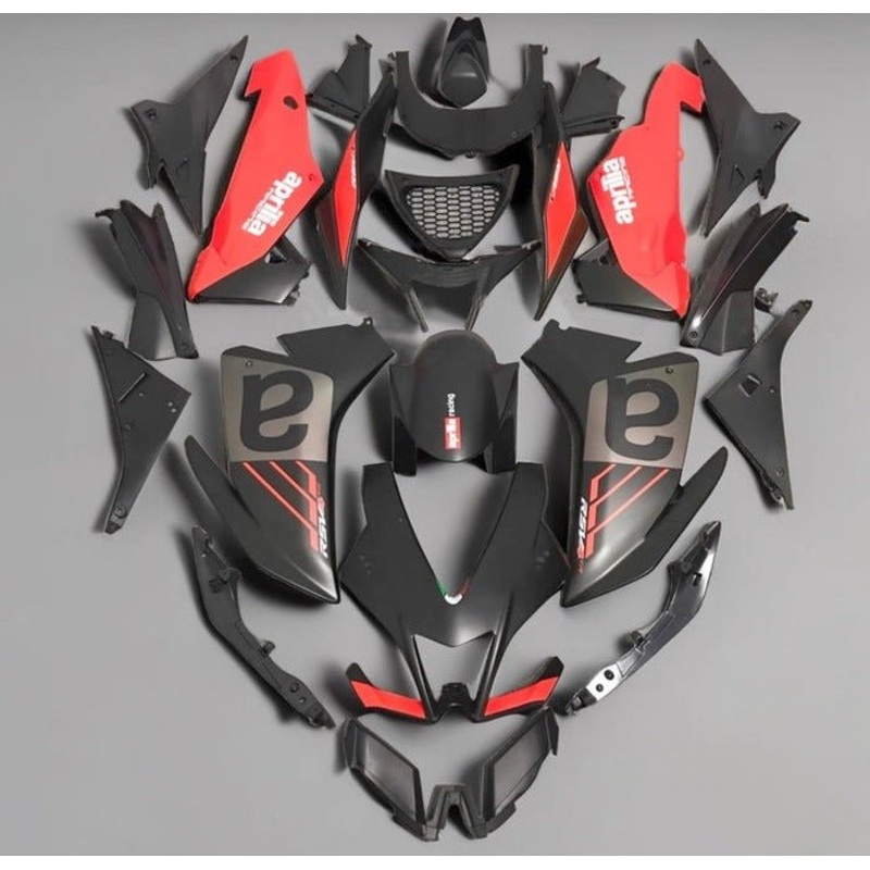 Aprilia RSV4 1000 (2009-2015) Matte Black, Red, Gray Fairings No Bolt Kit No Seat Cowl Free Clear Windscreen