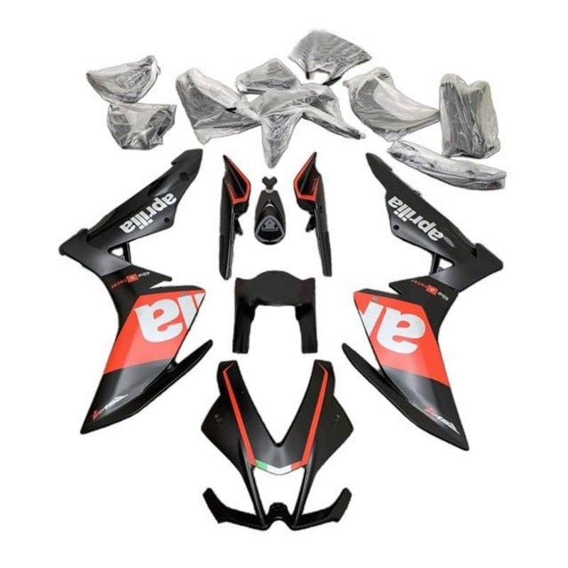 Aprilia RSV4 1000 (2009-2015) Matte Black, White, Red Fairings No Bolt Kit No Seat Cowl Free Clear Windscreen