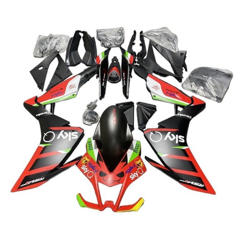 Aprilia RSV4 1000 (2009-2015) Matte Red, Black, Green Fairings No Bolt Kit No Seat Cowl Free Clear Windscreen
