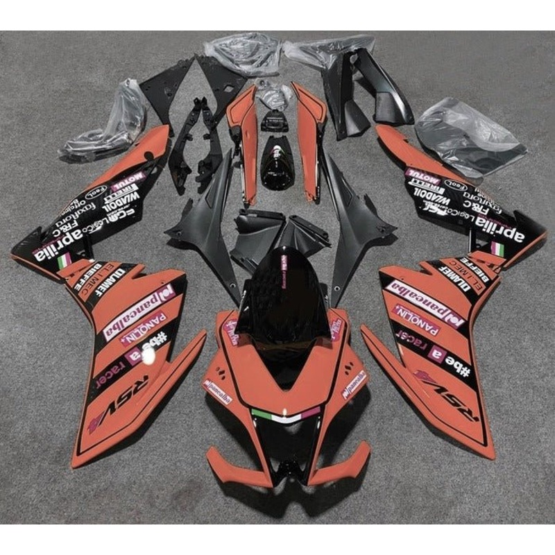 Aprilia RSV4 1000 (2009-2015) Orange, Black Fairings No Bolt Kit No Seat Cowl Free Clear Windscreen