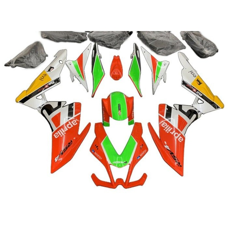 Aprilia RSV4 1000 (2009-2015) Red, Green, White Fairings No Bolt Kit No Seat Cowl Free Clear Windscreen