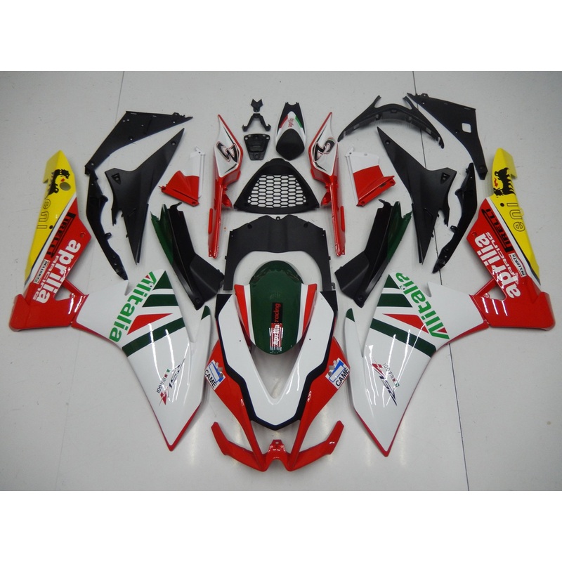 Aprilia RSV4 1000 (2009-2015) White, Red, Alitalia Fairings No Bolt Kit No Seat Cowl Free Clear Windscreen