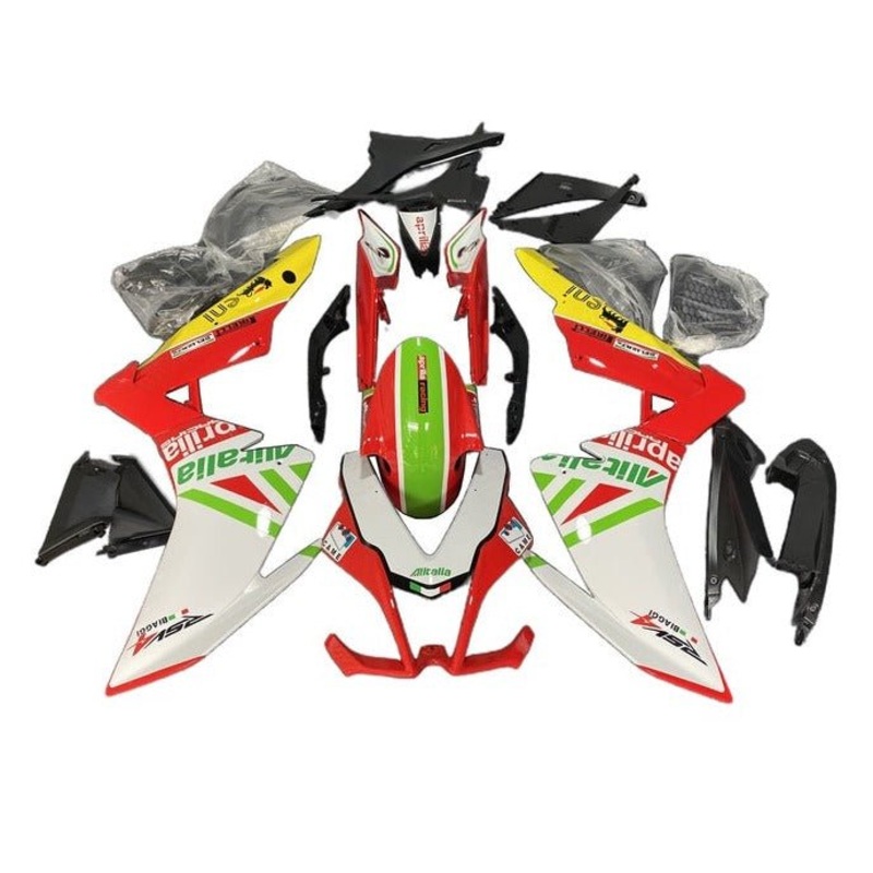 Aprilia RSV4 1000 (2009-2015) White, Red, Green Fairings No Bolt Kit No Seat Cowl Free Clear Windscreen