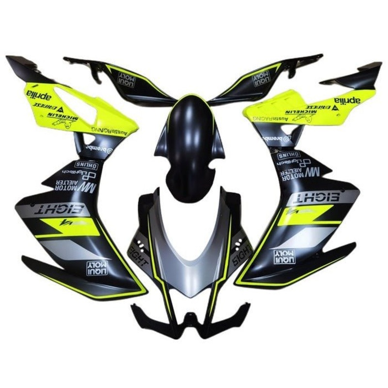 Aprilia RSV4 1000 (2016-2020) Matte Black, Gray, Yellow Fairings No Seat Cowl No Bolt Kit No Tank