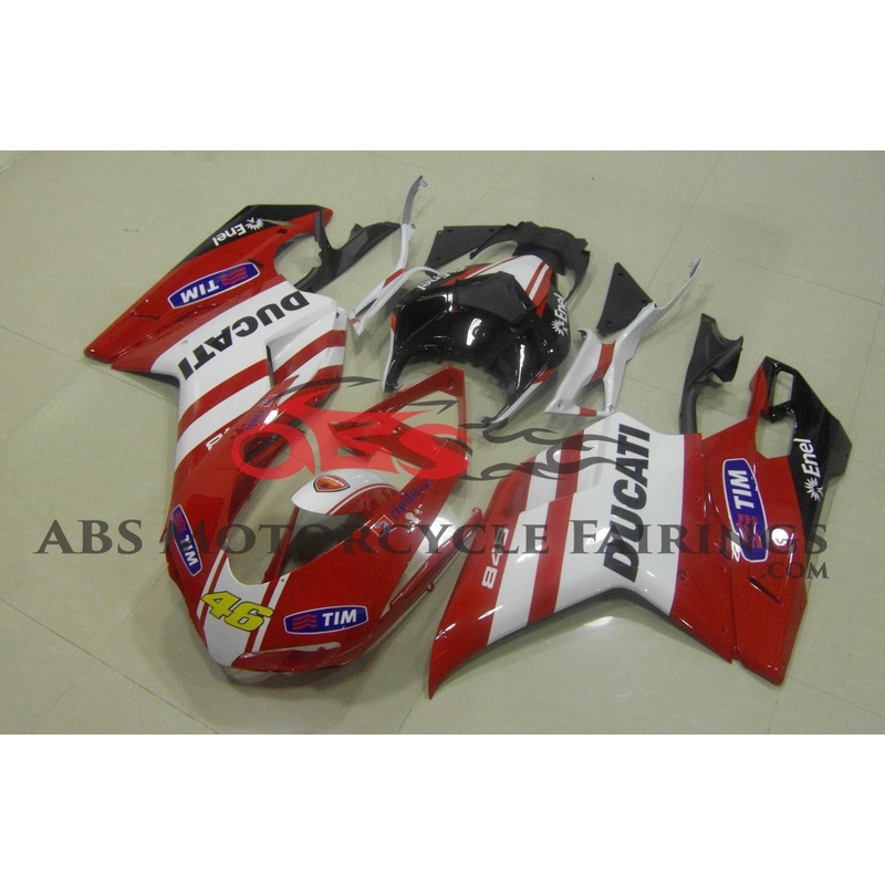 Ducati 1098 (2007-2012) Red, White, Black & Yellow Tim #46 Fairings Clear Windscreen: Free No Seat Cowl No Bolt Kit