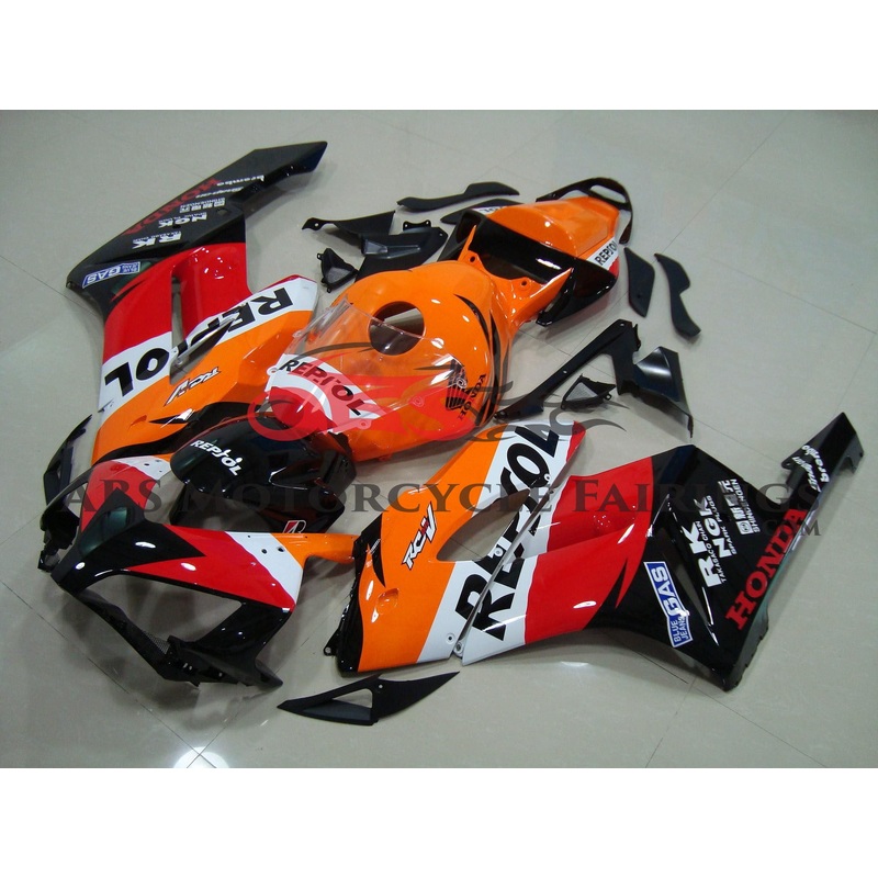 Honda CBR1000RR (2004-2005) Orange, Black, Red & White RCV Repsol Fairings No Seat Cowl No Bolt Kit No Tank