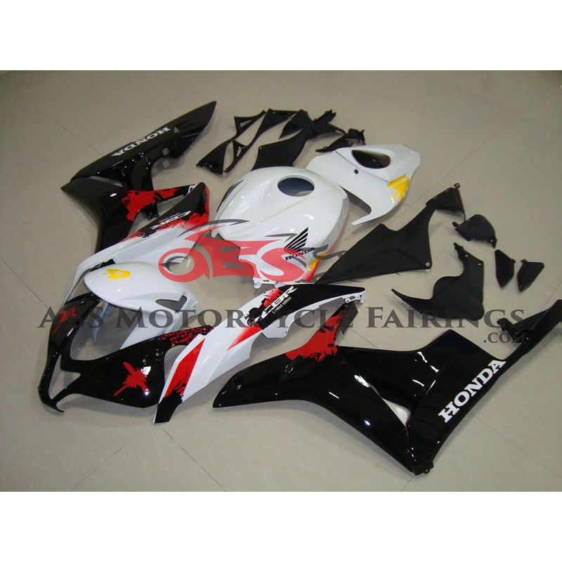 Honda CBR600RR (2007-2008) White, Black, Yellow & Red Splatter Fairings No Seat Cowl No Bolt Kit No Tank