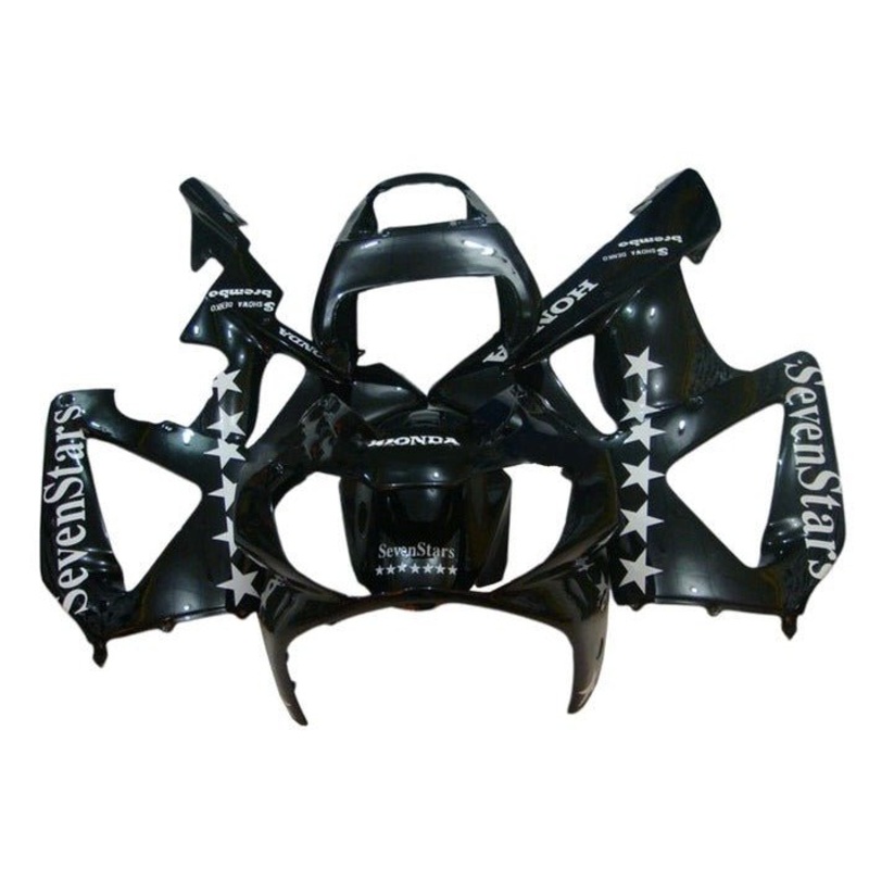 Honda CBR900RR 929 (2000-2001) Black Seven Stars Fairings Clear Windscreen: Free No Bolt Kit