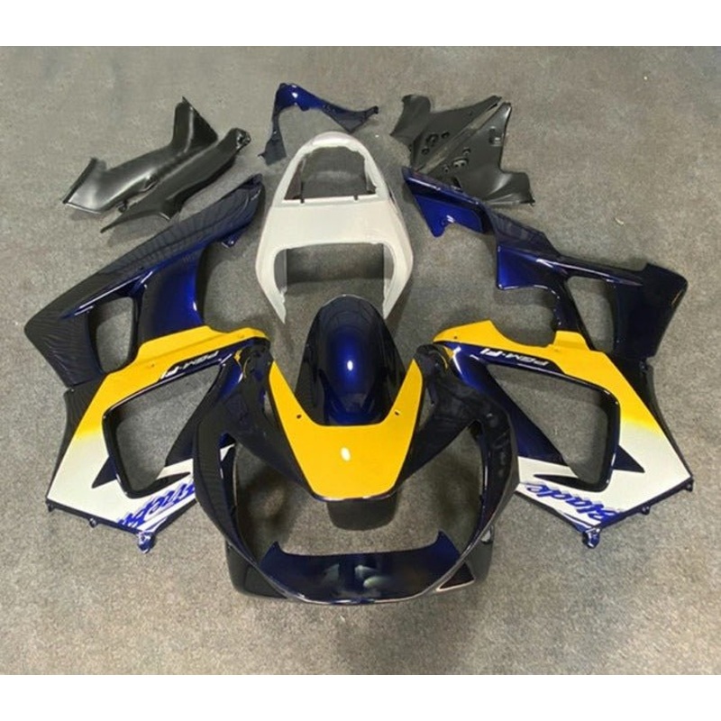 Honda CBR900RR 929 (2000-2001) Blue, Yellow, White Fairings Clear Windscreen: Free No Bolt Kit
