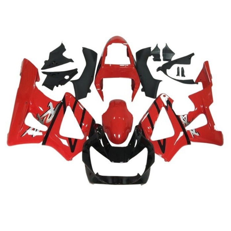 Honda CBR900RR 929 (2000-2001) Red, Black Stripes Fairings Clear Windscreen: Free No Bolt Kit