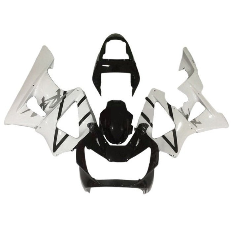 Honda CBR900RR 929 (2000-2001) White, Black Stripes Fairings Clear Windscreen: Free No Bolt Kit