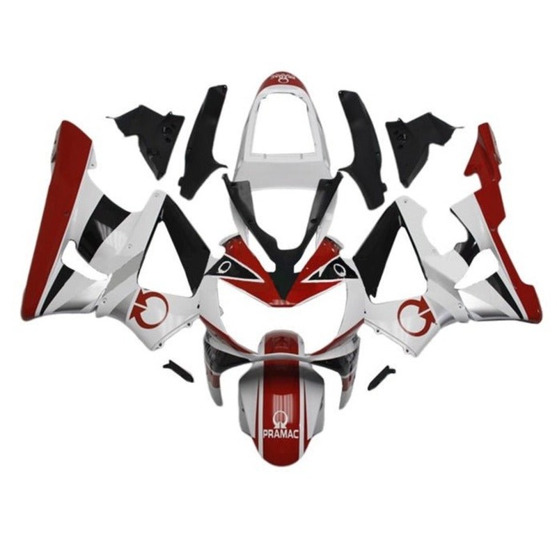 Honda CBR900RR 929 (2000-2001) White, Red, Black Pramac Fairings Clear Windscreen: Free No Bolt Kit