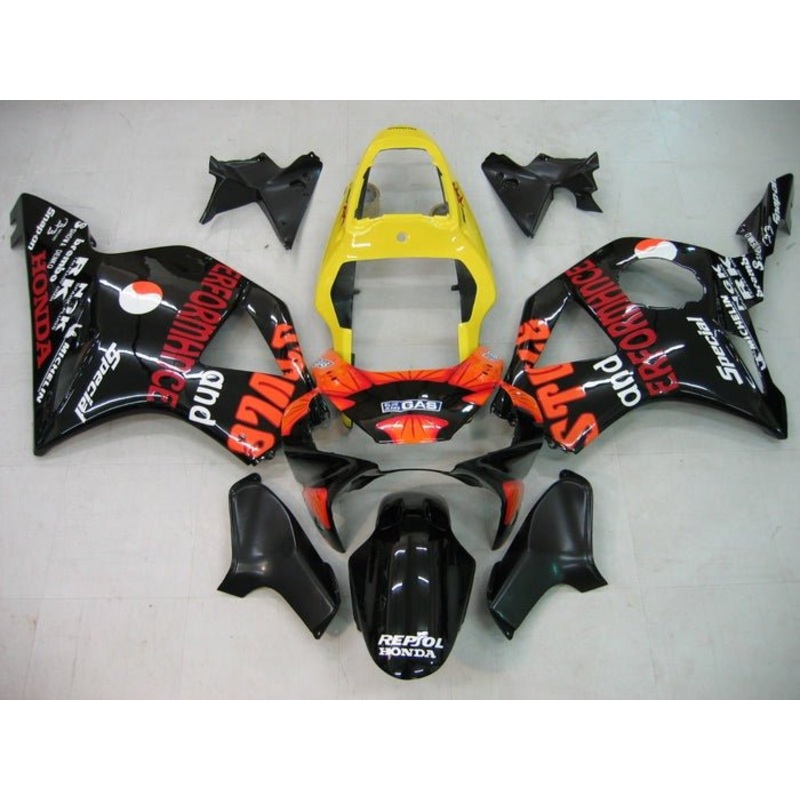 HONDA CBR900RR 954 (2002-2003) Black, Orange, Yellow Rossi Fairings Clear Windscreen: Free No Bolt Kit