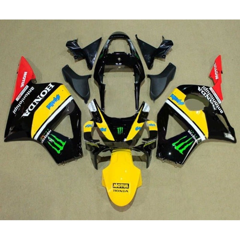 HONDA CBR900RR 954 (2002-2003) Black, Yellow, Monster Fairings Clear Windscreen: Free No Bolt Kit