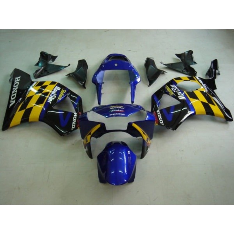 HONDA CBR900RR 954 (2002-2003) Blue, Yellow Movistar Fairings Clear Windscreen: Free No Bolt Kit