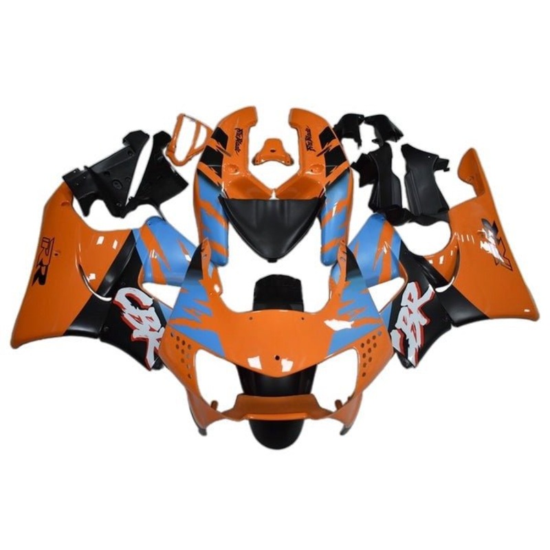 Honda CBR900RR Fairings (1998-1999) Orange, Black, Blue Free Clear Windscreen No Bolt Kit