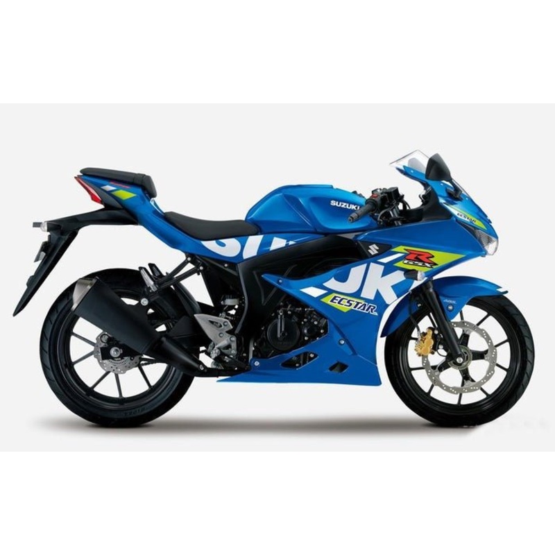 Suzuki GSXR125 Fairings (2017-2025) Blue, Yellow Ecstar Free Clear Windscreen No Bolt Kit