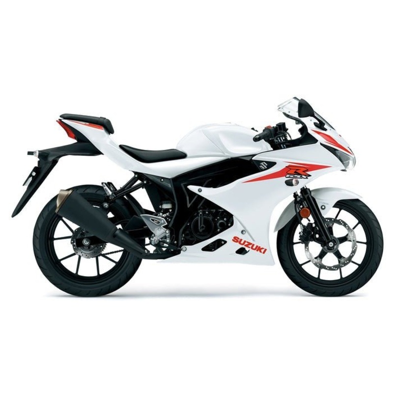 Suzuki GSXR125 Fairings (2017-2025) White, Red Free Clear Windscreen No Bolt Kit