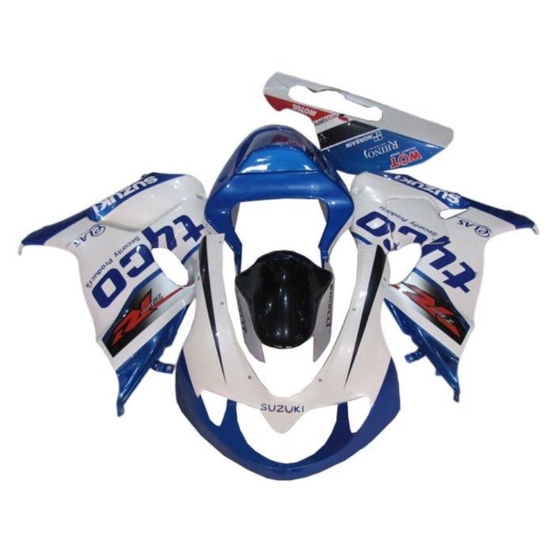 Suzuki TL1000R (1998-2003) White, Blue Tyco Fairings Clear Windscreen: Free No Bolt Kit No Tank Cover